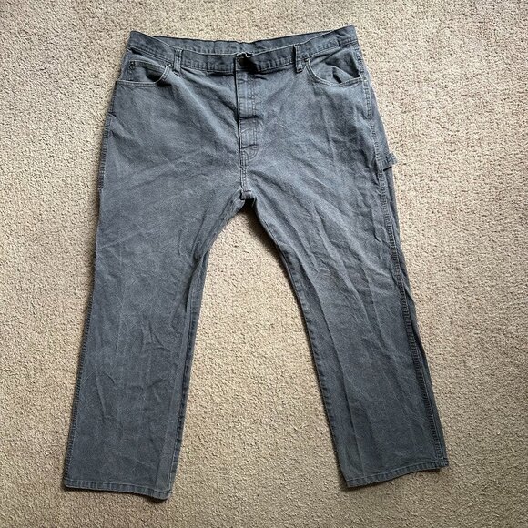 Dickies Pants Mens 40x29 High Rise Carpenter Straight Leg Grey Canvas - Picture 2 of 13